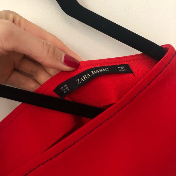 New Zara XS red dress with tie and zipper back - Picture 3 of 5
